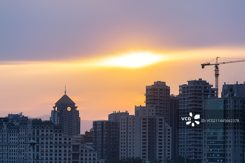 北京东城城市天际线日落图片素材