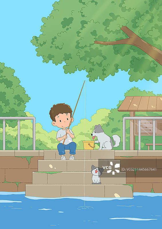 处暑公园里钓鱼图片素材