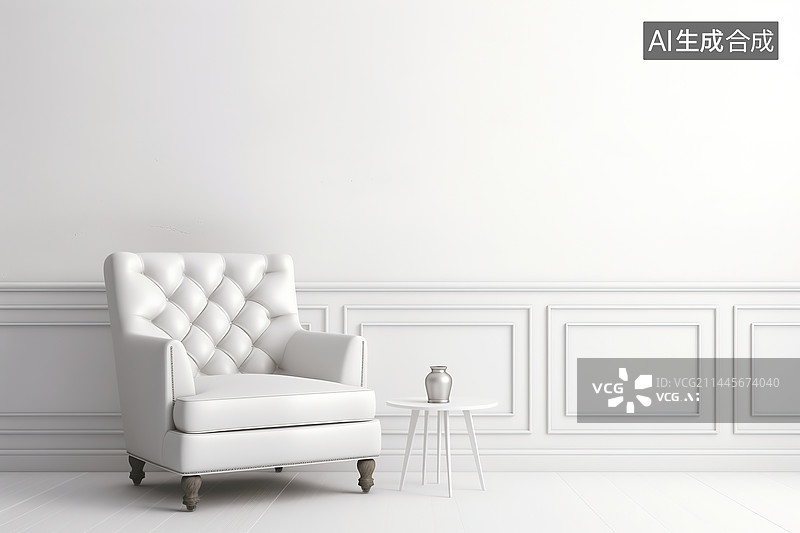 【AI数字艺术】室内的一个白色的单人沙发椅子图片素材