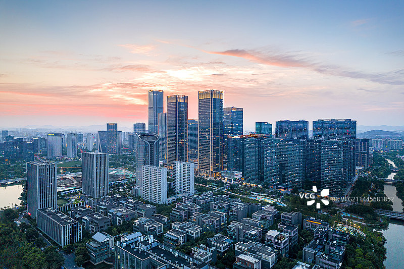 杭州未来科技城晚霞图片素材