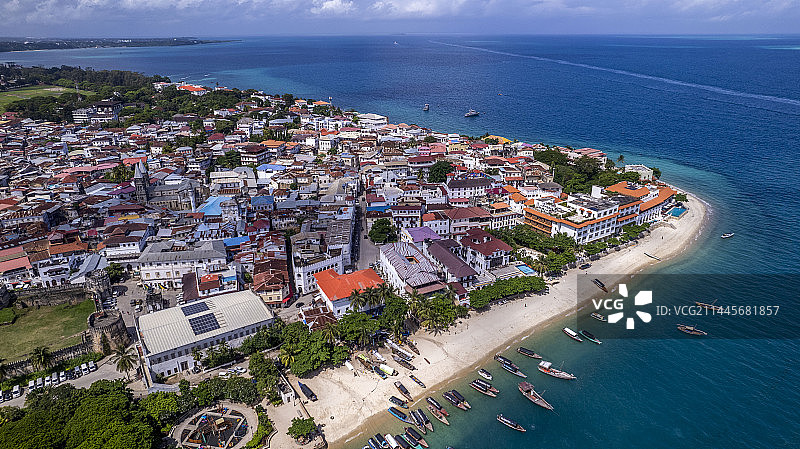 航拍坦桑尼亚桑给巴尔石头城，世界遗产名录图片素材