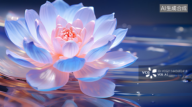 【AI数字艺术】数码科技透明炫彩花朵抽象图形海报网页PPT背景图片素材