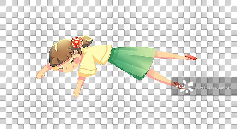 趴着睡觉的小女孩，卡通手绘人物素材图片素材