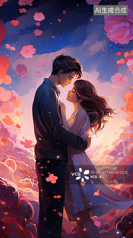 【AI数字艺术】浪漫的新郎和新娘图片素材