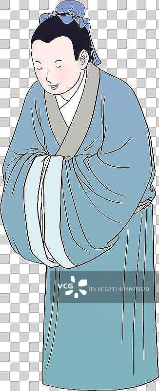 谦和好礼鞠躬作揖的古代学子人物元素图片素材