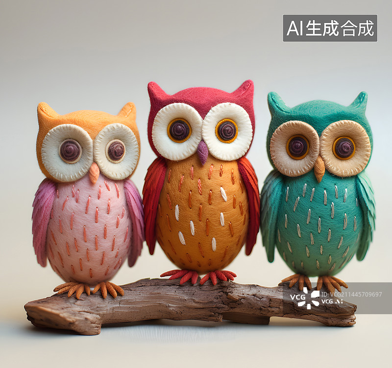 【AI数字艺术】AIGC：毛毡猫头鹰图片素材