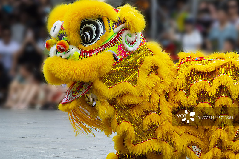 醒狮子跳梅花桩图片素材