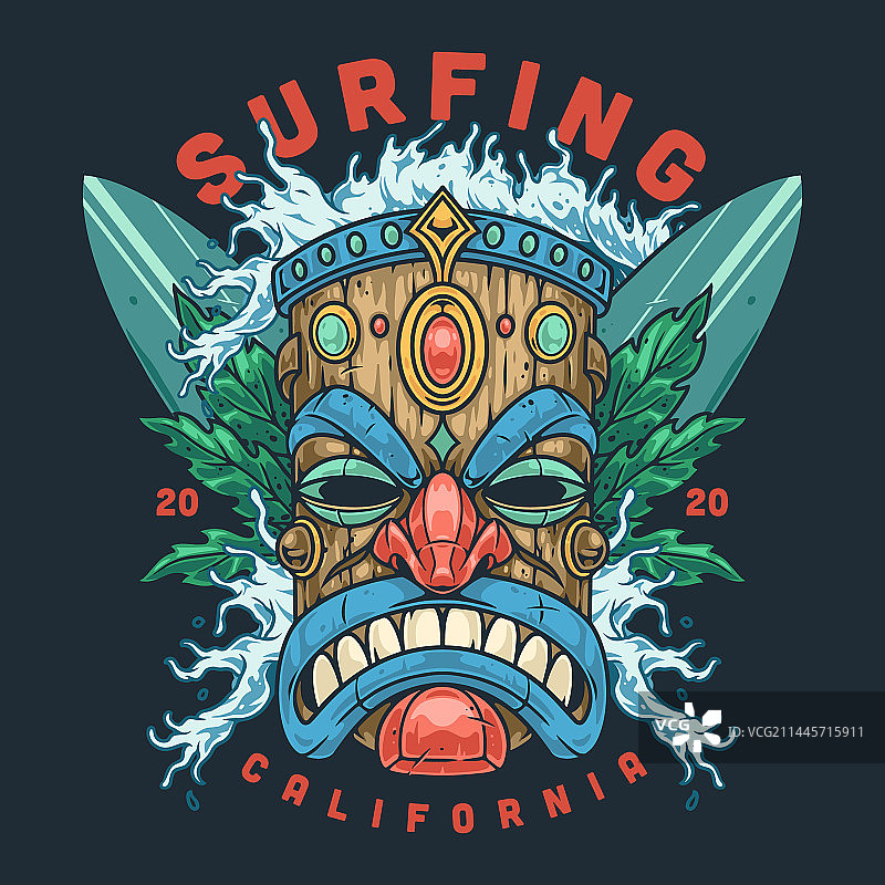 热带冲浪度假彩色海报图片素材