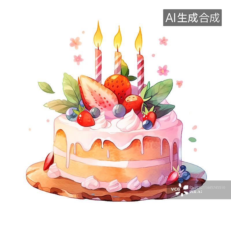 【AI数字艺术】一个小生日蛋糕插画图片素材