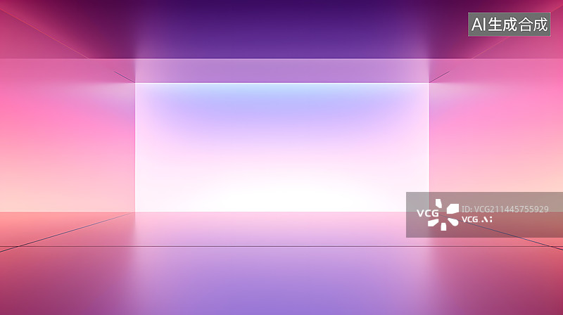 【AI数字艺术】数码渐变紫粉白色玻璃几何横版海报网页端PPT背景图片素材