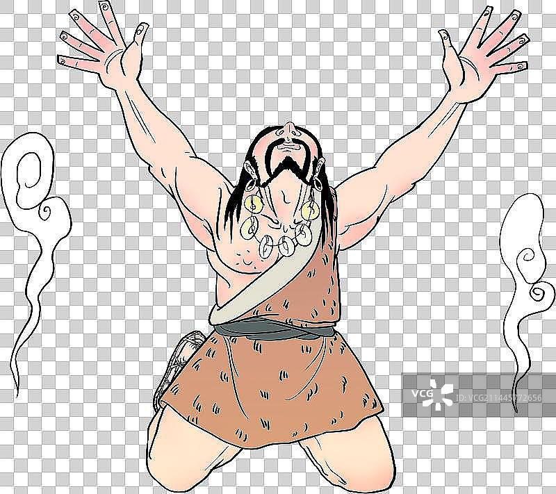 伸手跪地祈祷古代原始部落首领人物元素图片素材