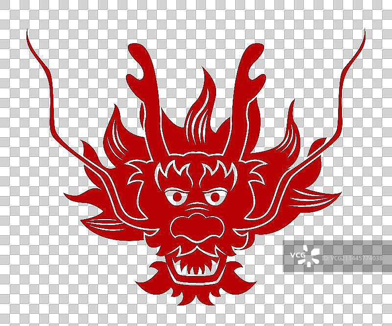 2024龙年大吉剪纸风格龙图案插画图片素材