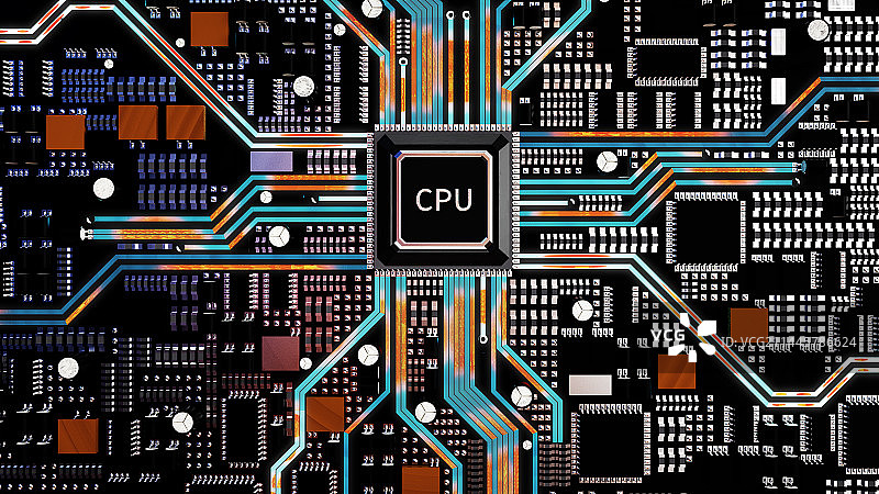 3d渲染的科技芯片图片素材