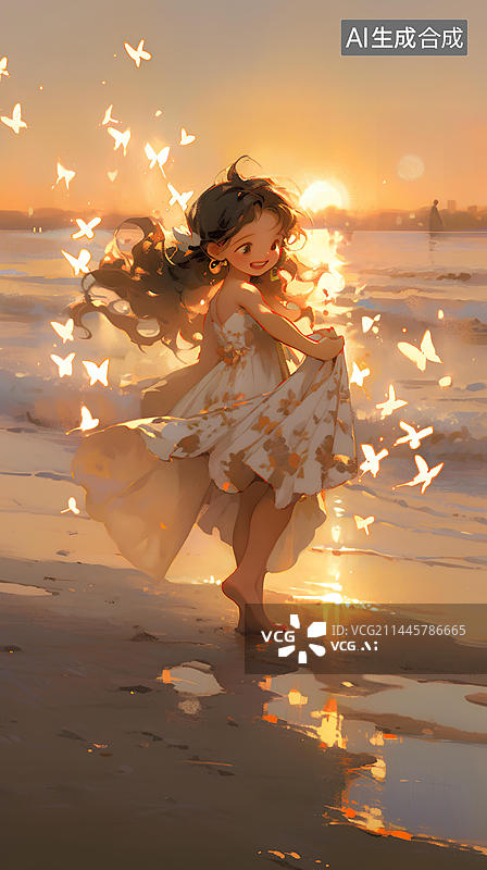 【AI数字艺术】夏日海边的欢乐时光图片素材