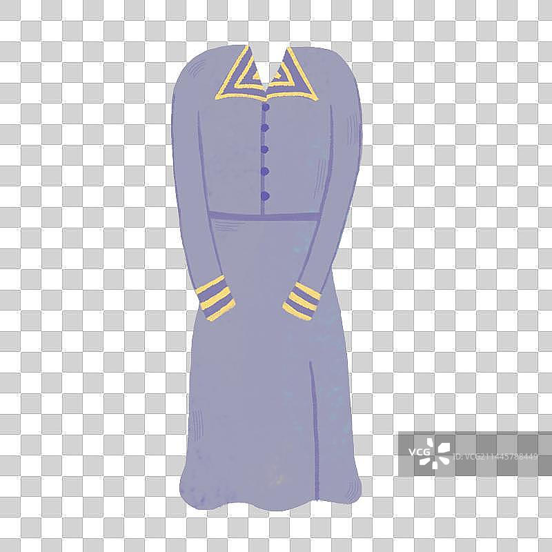 紫色连衣裙手绘插画免扣素材图片素材