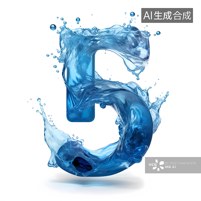 【AI数字艺术】数字5液体效果图片素材