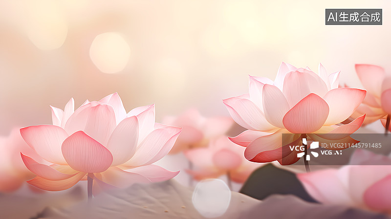 【AI数字艺术】唯美荷花装饰背景图片素材
