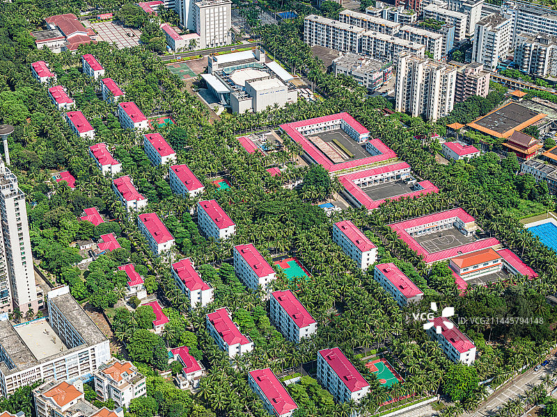 俯瞰现代住宅区园林景观图片素材