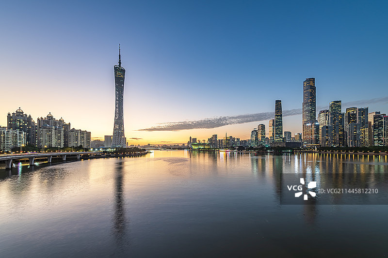 广州珠江城日落风光图片素材