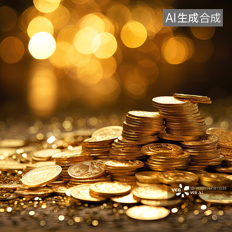 【AI数字艺术】闪光的金币图片素材