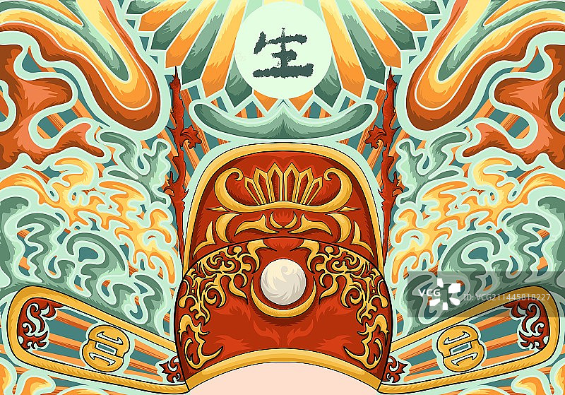 戏曲盔头插画图片素材