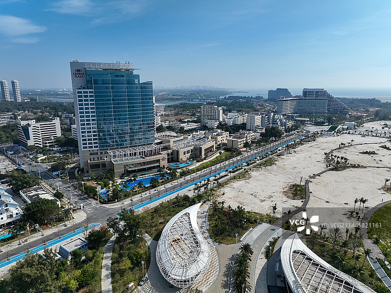广西北海银滩风光航拍图片素材