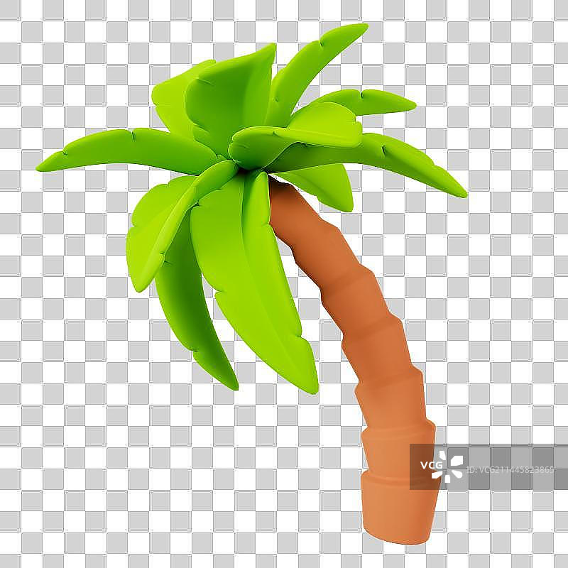 3D立体夏季海滩椰子树棕榈树元素图片素材