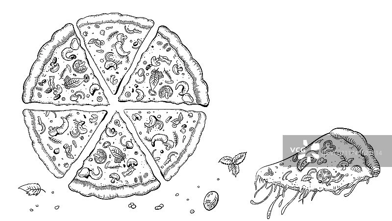 披萨线描图片素材