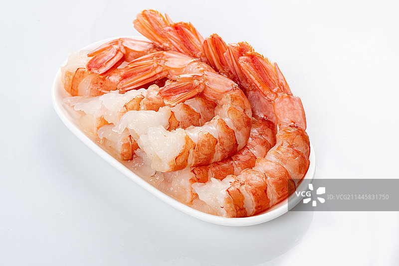 白底上的凤尾虾仁高清特写图片素材