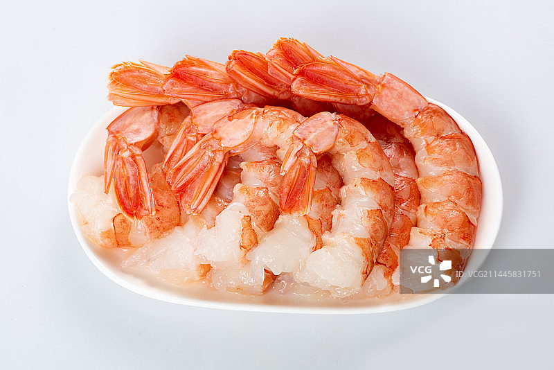 白底上的凤尾虾仁高清特写图片素材