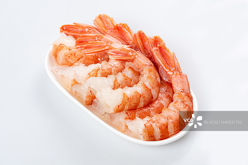 白底上的凤尾虾仁高清特写图片素材