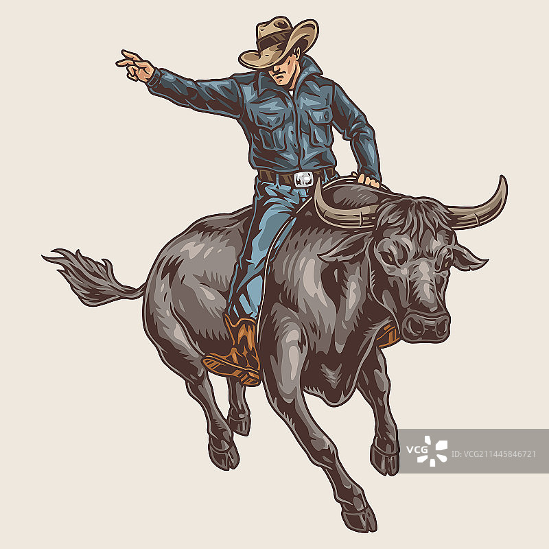 色彩缤纷的复古牛仔竞技贴纸图片素材