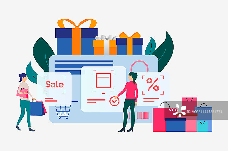 带礼品盒和顾客的信用卡图片素材