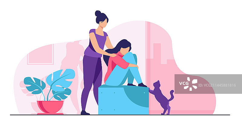 女人安慰和支持朋友图片素材