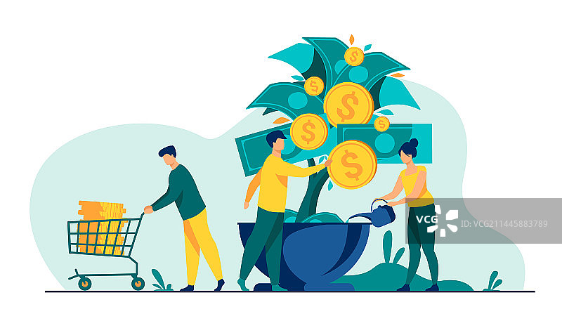 人们种植摇钱树图片素材