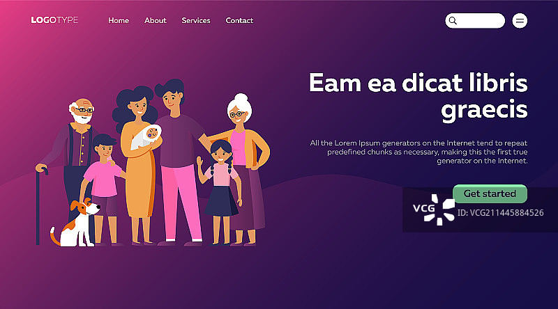 幸福的大家庭站在一起图片素材