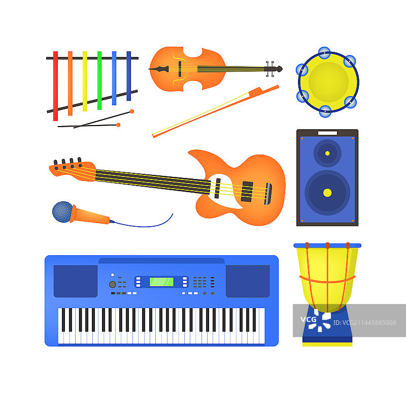 乐器扁平图标合集图片素材