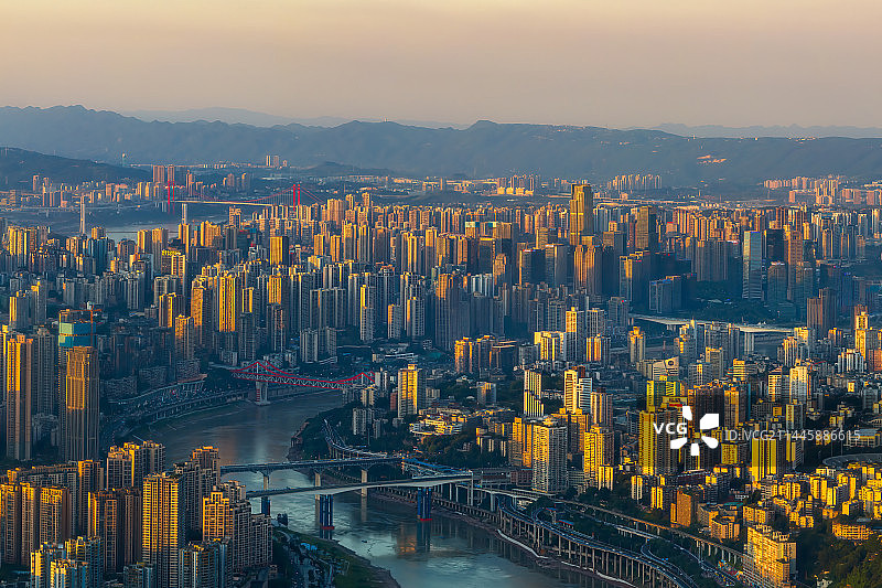 日落下的重庆嘉陵江都市风光图片素材