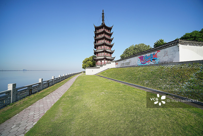 浙江省嘉兴市海盐县盐官古城迷人风光图片素材