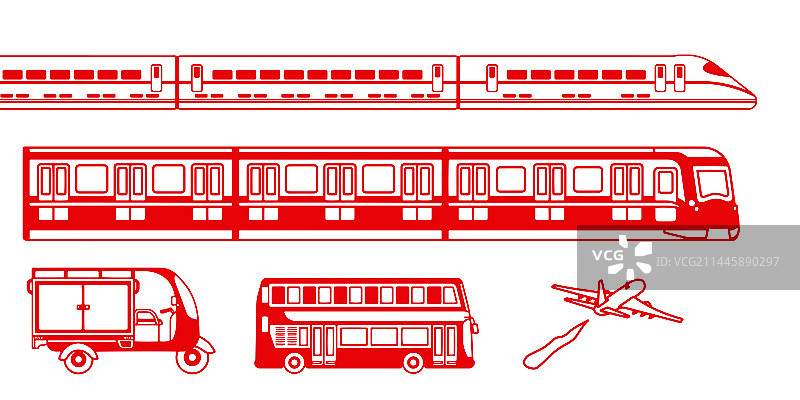 剪纸公共交通插画图片素材