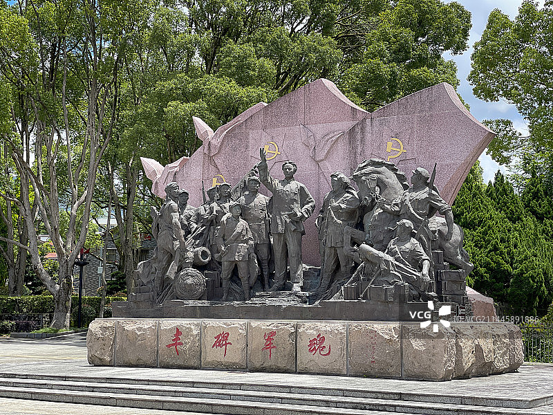 上杭县，古田镇，古田会议纪念馆，广场，丰碑军魂雕塑图片素材