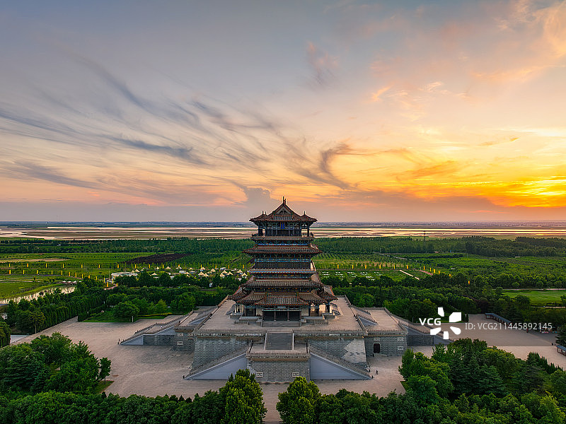 中国古代四大名楼，山西省运城市永济市蒲州镇——鹳雀楼图片素材