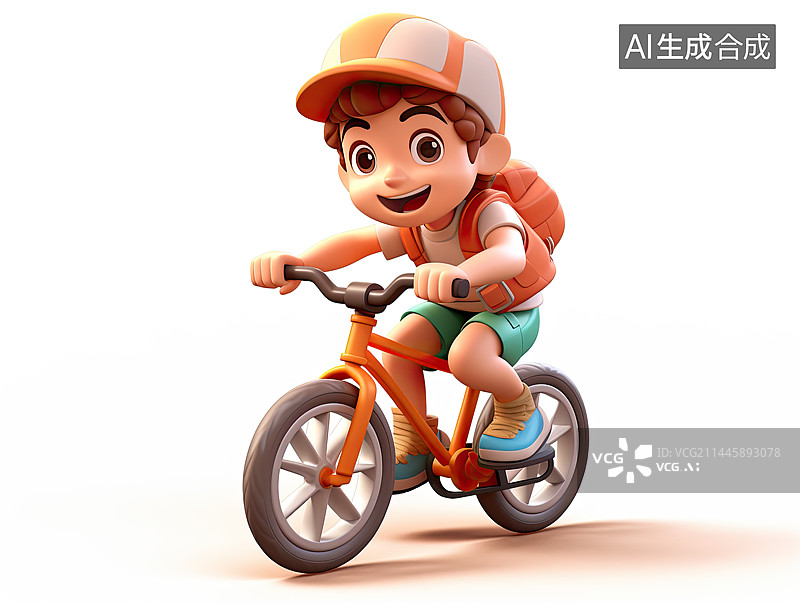 【AI数字艺术】骑自行车的男孩图片素材