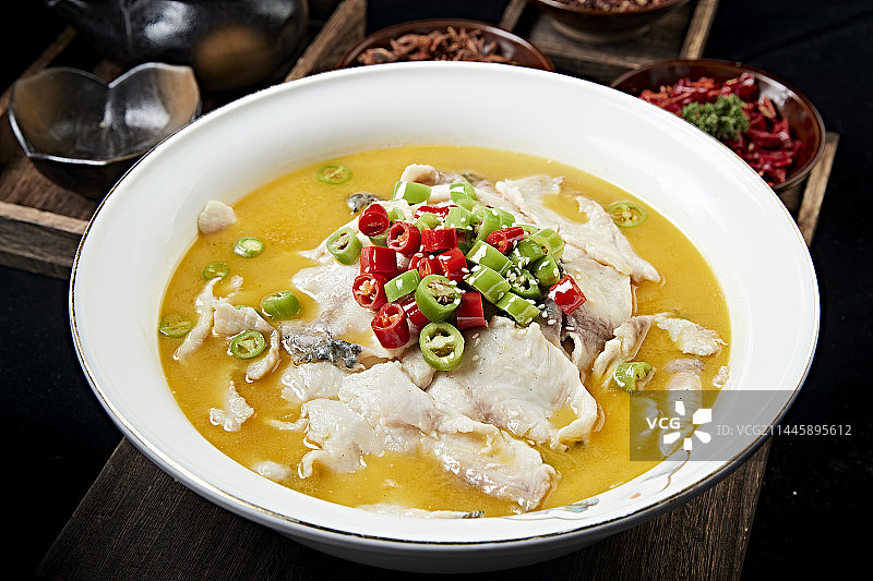 藤椒酸汤鱼片图片素材