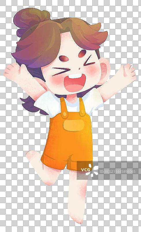 小女孩开心手舞足蹈插图图片素材