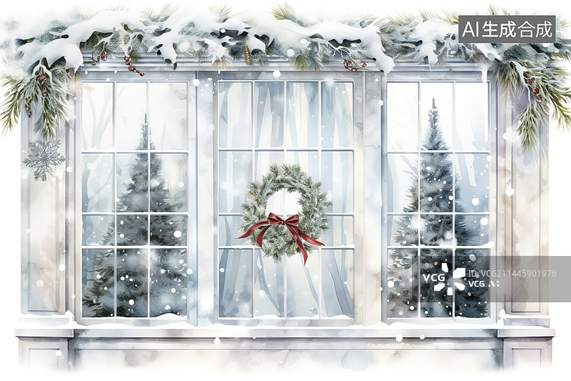 【AI数字艺术】圣诞装饰挂在树上的特写镜头图片素材