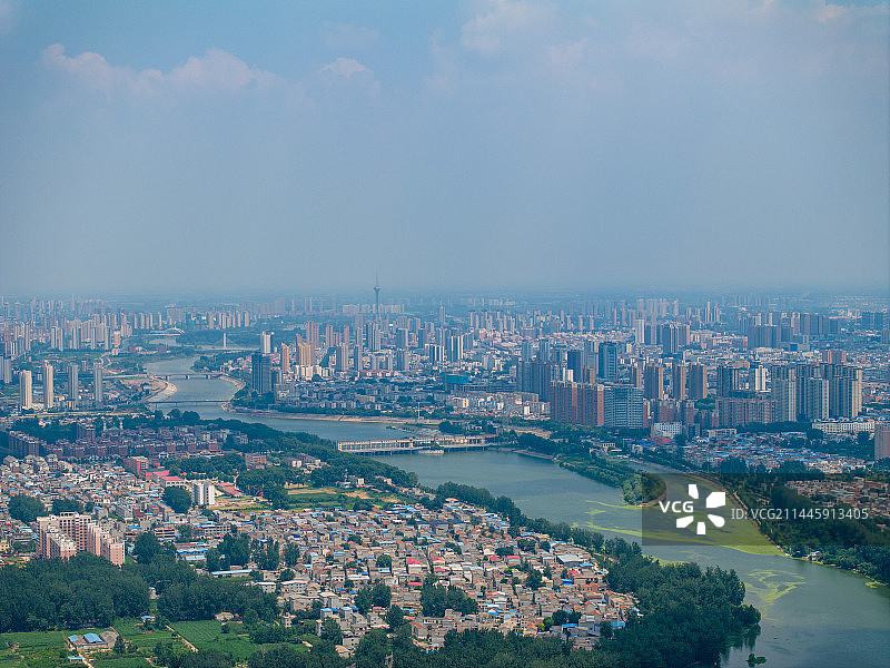 航拍周口城区大场景周口西沙颍河流域图片素材