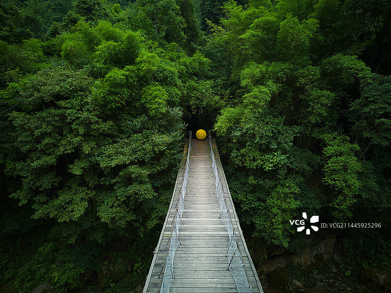 成都青城后山隐谷吊桥图片素材