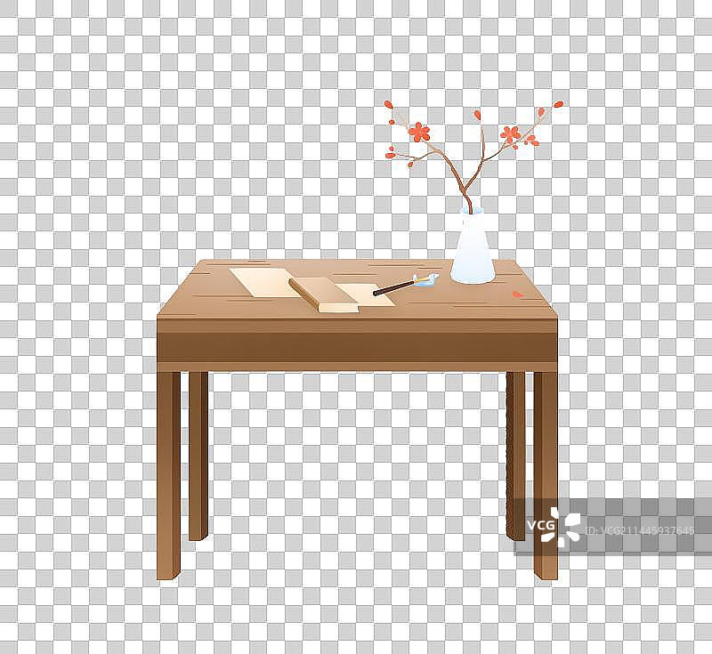 古代书桌，卡通手绘素材图片素材