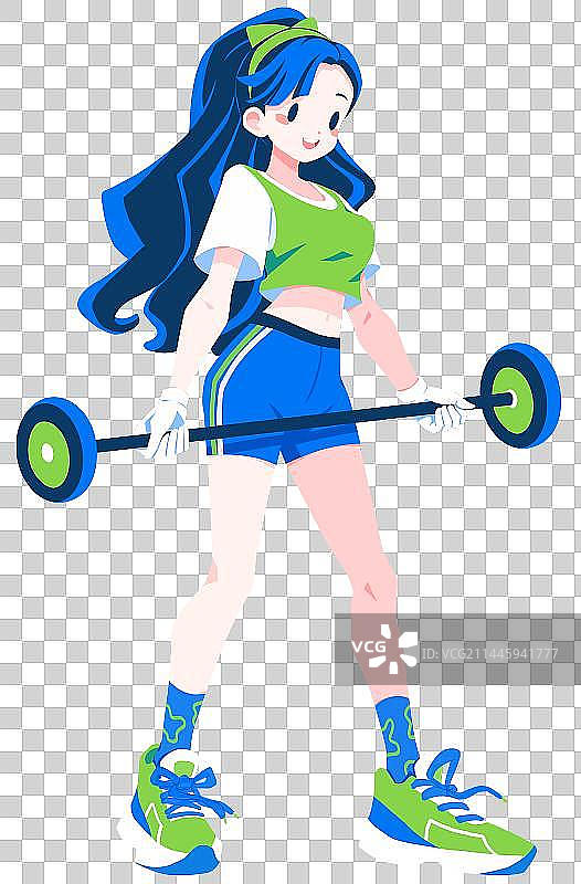 一个女孩在做举重锻炼图片素材